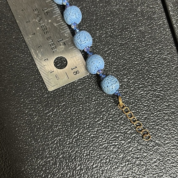 Navajo Blue Lava Rock Knotted Glass Shimmer Beads Beaded Necklace - Picture 9 of 9